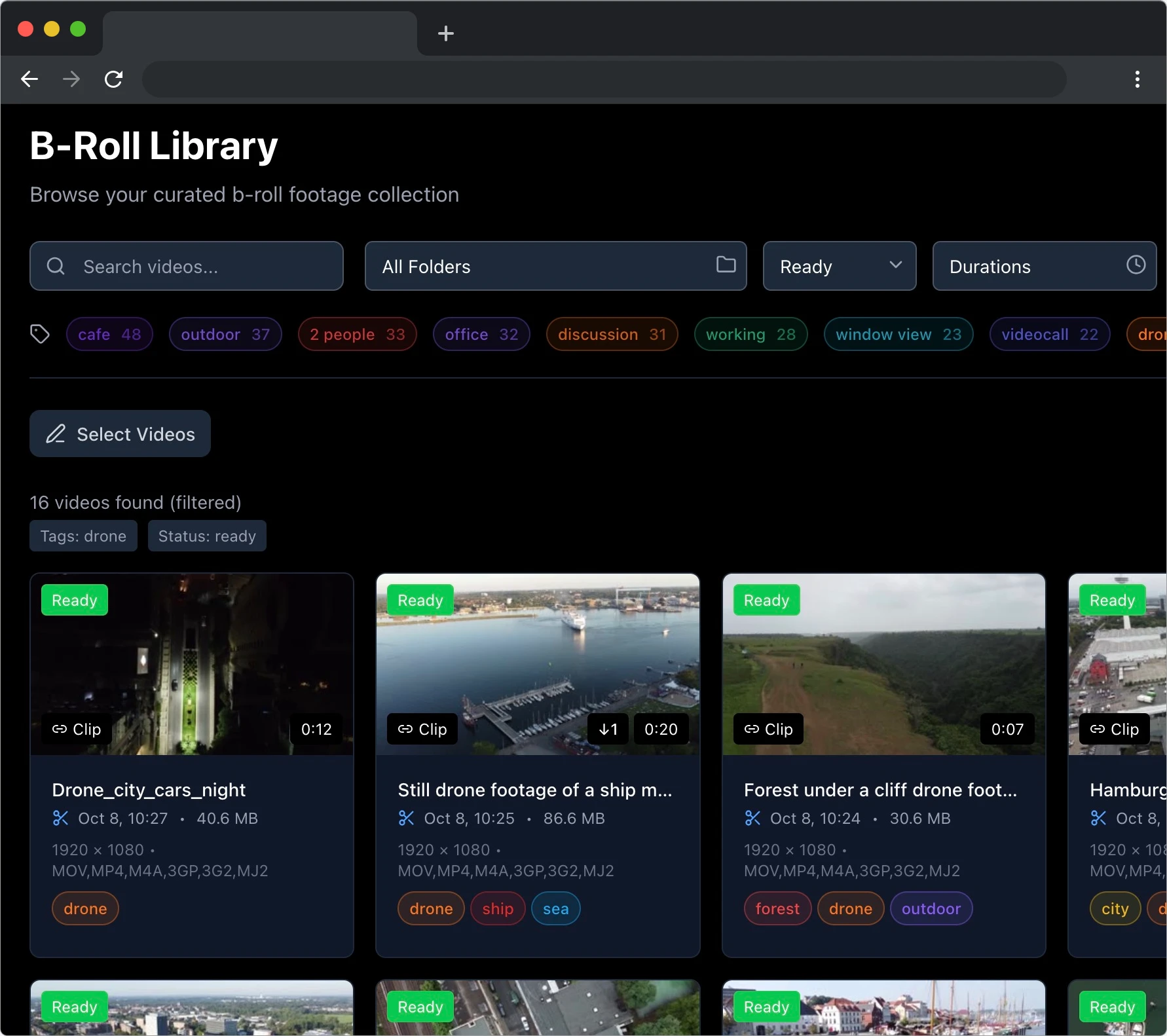 FootageFox MediaFlow - B-Roll Library with AI Tagging